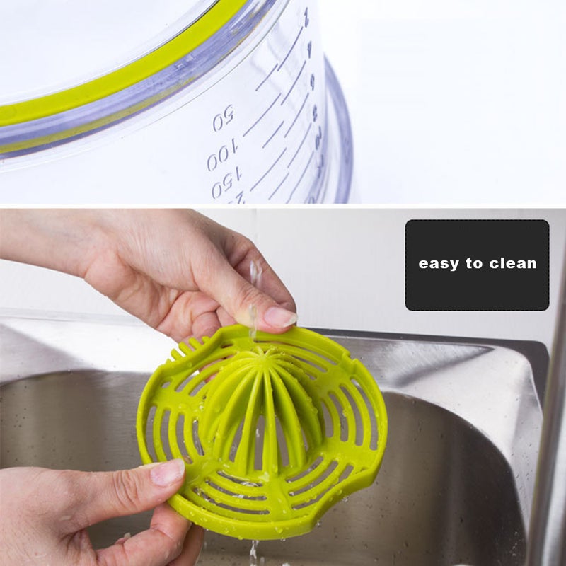 Generic - 14-Ounce  Manual Hand Squeezer Juicer With Built-in Measuring Cup And Grater Green 14*9*14cm - Image 1