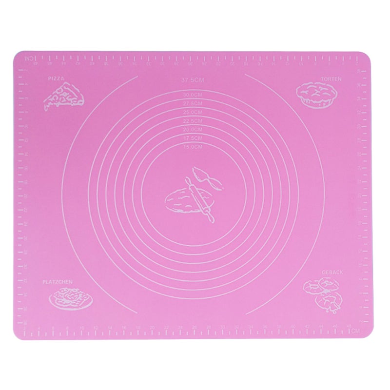 Non stick Reusable Silicone Baking Mat Dough Pad With Measurement Pink 40*1.5*1.5cm - Image 1