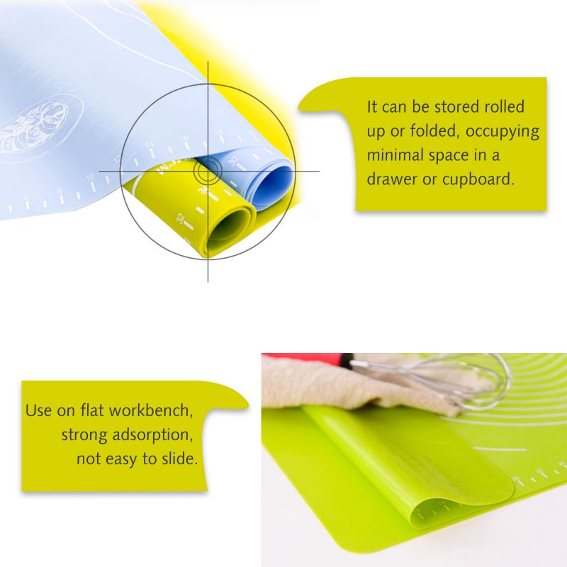 Non stick Reusable Silicone Baking Mat Dough Pad With Measurement Pink 40*1.5*1.5cm - Image 3