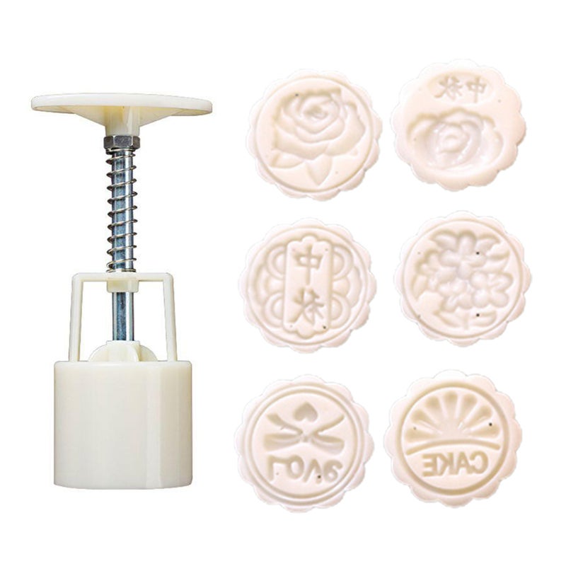 Domestic Use Hand Pressure Type Non-Stick Eco-Friendly ABS Mooncake Making Mould White 14*5*5cm  - Image 1