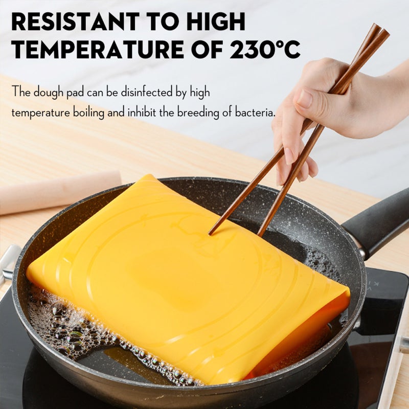 Non stick Reusable Silicone Baking Mat Dough Pad With Measurement Yellow 40*2*2cm - Image 2