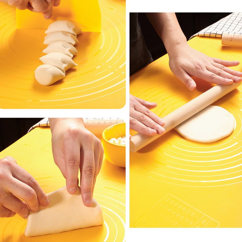 Non stick Reusable Silicone Baking Mat Dough Pad With Measurement Yellow 40*2*2cm - Image 3