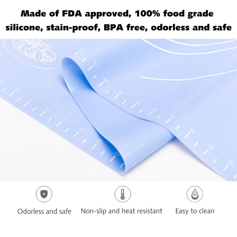 Non stick Reusable Silicone Baking Mat Dough Pad With Measurement Pink 40*1.5*1.5cm - Image 4