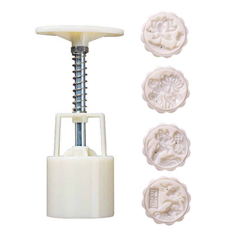 Domestic Use Hand Pressure Type Non-Stick Eco-Friendly ABS Mooncake Making Mould White 14*5*5cm - Image 1
