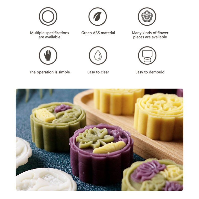 Domestic Use Hand Pressure Type Non-Stick Eco-Friendly ABS Mooncake Making Mould White 14*5*5cm - Image 3