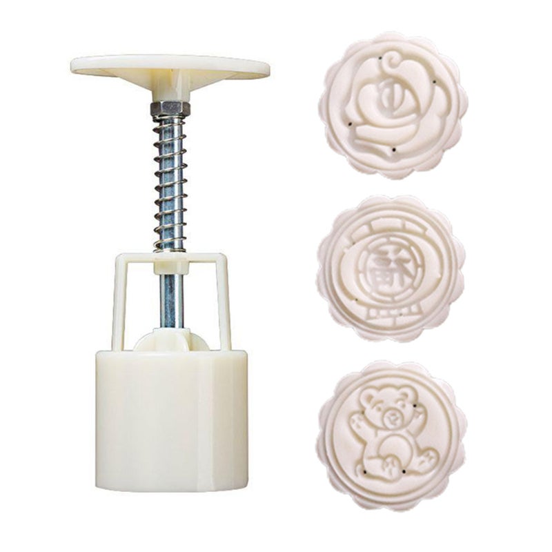 Domestic Use Hand Pressure Type Non-Stick Eco-Friendly ABS Mooncake Making Mould White 14*5*5cm - Image 1