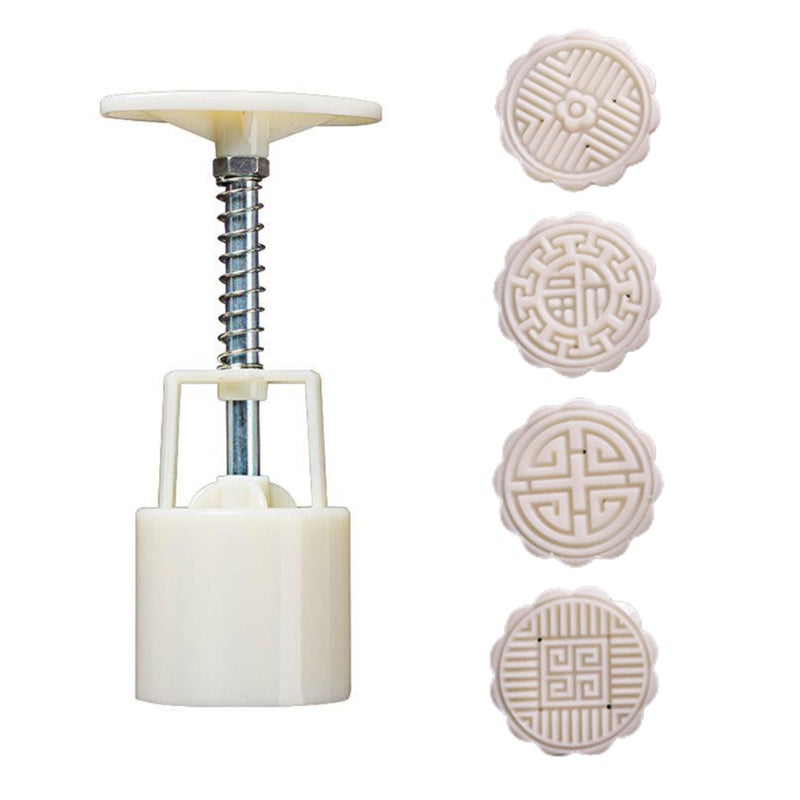 Domestic Use Hand Pressure Type Non-Stick Eco-Friendly ABS Mooncake Making Mould White 14*5*5cm  - Image 1