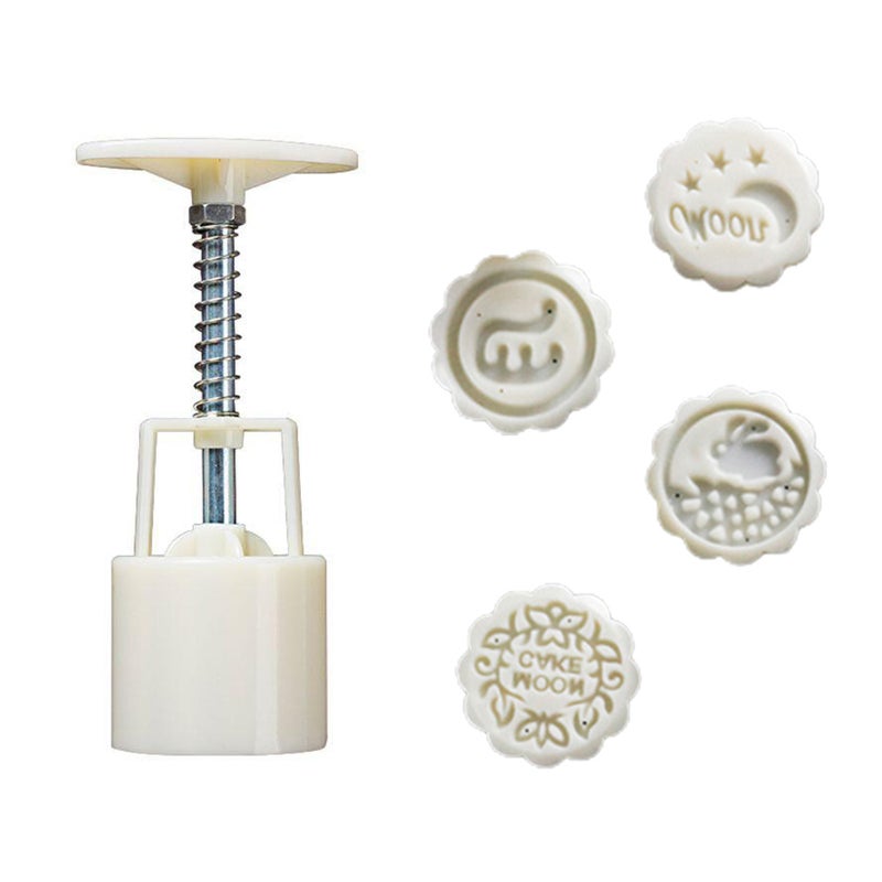 Domestic Use Hand Pressure Type Non-Stick Eco-Friendly ABS Mooncake Making Mould White 14*5*5cm - Image 1