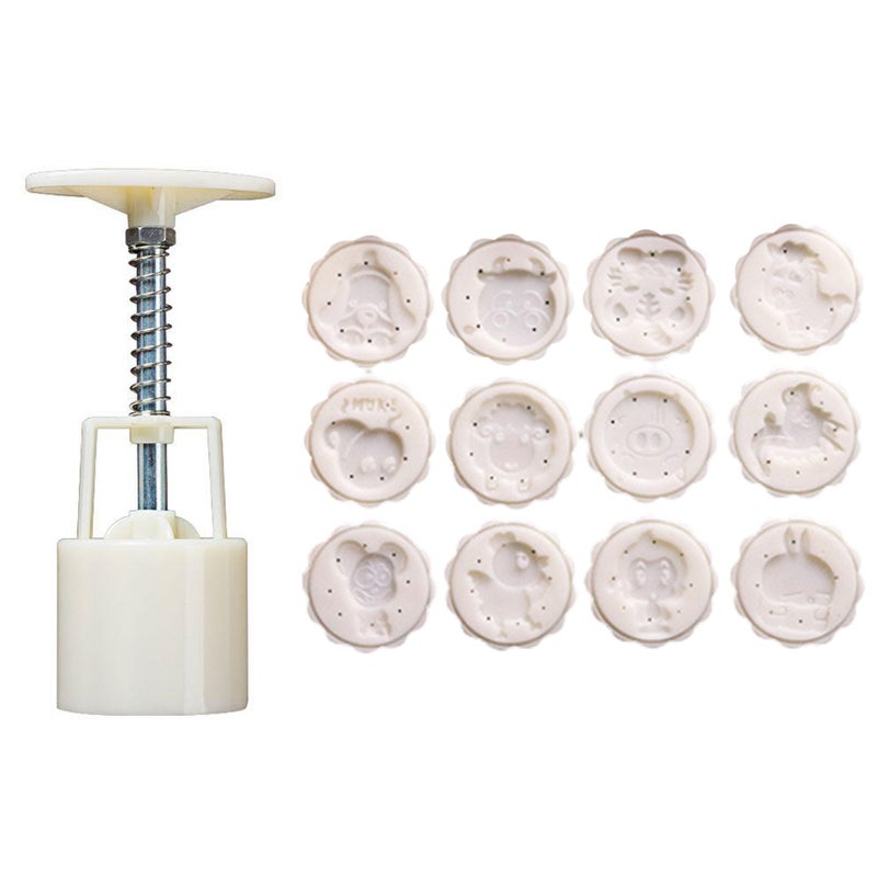 Domestic Use Hand Pressure Type Non-Stick Eco-Friendly ABS Mooncake Making Mould White 14*5*5cm - Image 1