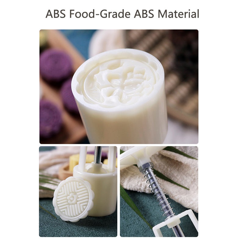 Domestic Use Hand Pressure Type Non-Stick Eco-Friendly ABS Mooncake Making Mould White 14*5*5cm - Image 4