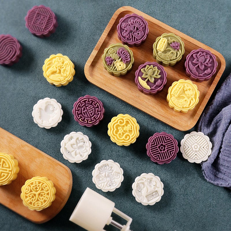 Domestic Use Hand Pressure Type Non-Stick Eco-Friendly ABS Mooncake Making Mould White 14*5*5cm - Image 2