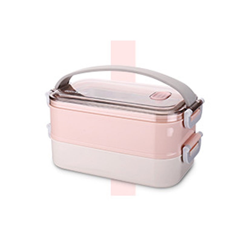 Portable Scald-proof Stainless Steel Multi Layer Bento Lunch Box Pink 12.5*10.5*12cm - Image 1