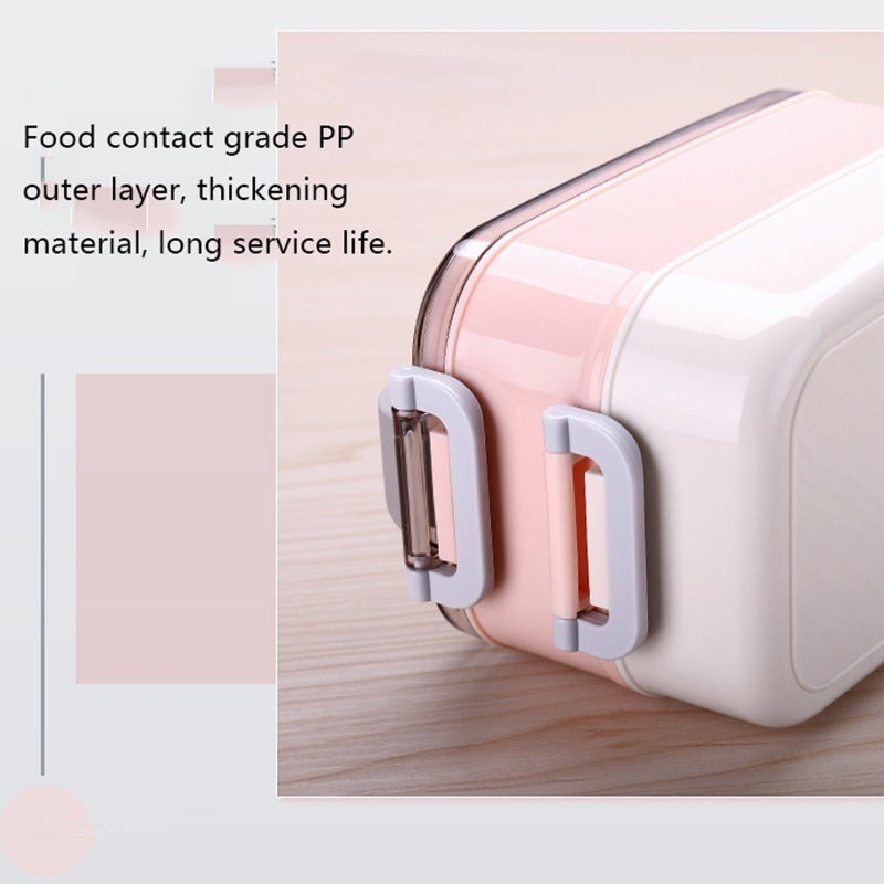 Portable Scald-proof Stainless Steel Multi Layer Bento Lunch Box Pink 12.5*10.5*12cm - Image 5