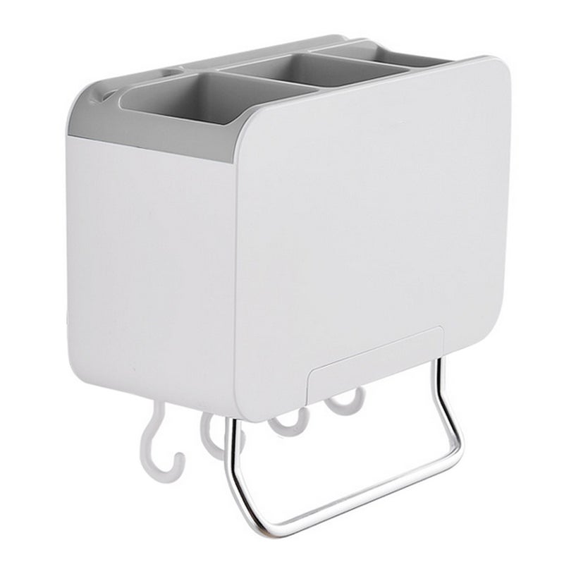 Kitchen Utensil Hanging Multi-functional Wall Mount Chopstick Holder Racks Organizer grey 20.5*9.5*14.5cm  - Image 1