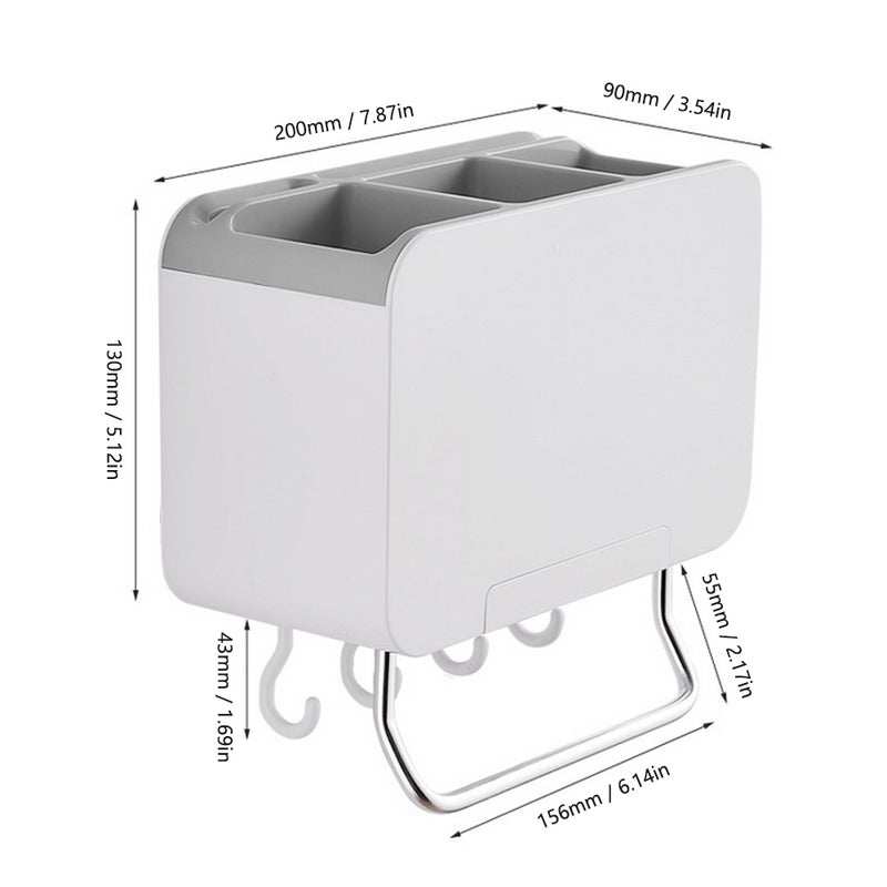 Kitchen Utensil Hanging Multi-functional Wall Mount Chopstick Holder Racks Organizer grey 20.5*9.5*14.5cm  - Image 2