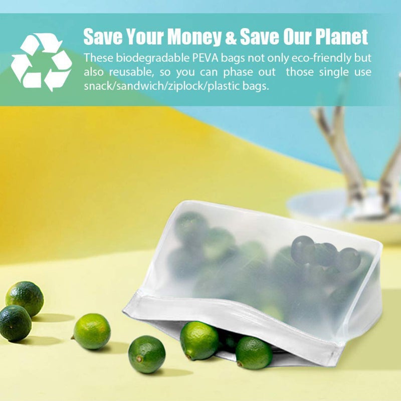 10 Packs Leakproof Eco-friendly Reusable PEVA Food Storage Bags white 29*2*21.5cm  - Image 3