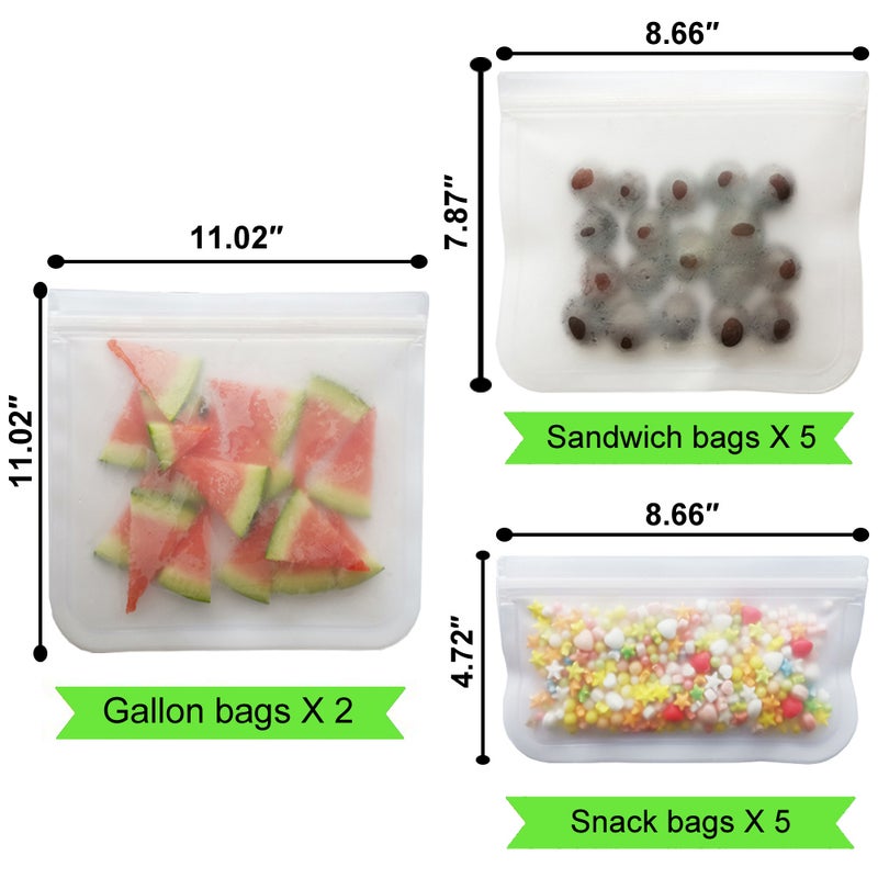 10 Packs Leakproof Eco-friendly Reusable PEVA Food Storage Bags white 29*2*21.5cm  - Image 5