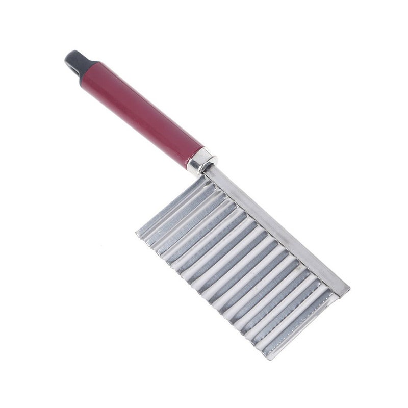 Generic Crinkle Cutter Wavy French Fry Slicer Potato Ripple Knife Silver 22*2*6cm  - Image 3