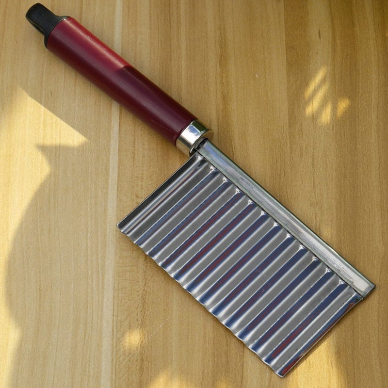 Generic Crinkle Cutter Wavy French Fry Slicer Potato Ripple Knife Silver 22*2*6cm  - Image 2