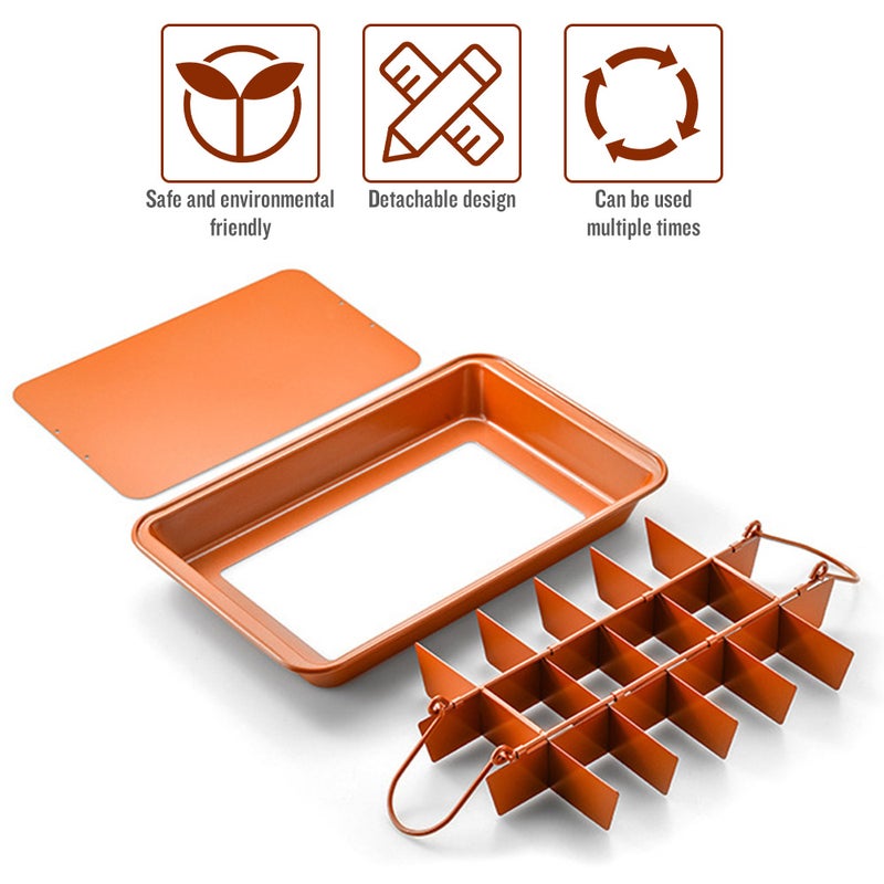 صينية قوالب خبز الكيك والبراوني بقاعدة مربعة سريعة الفك ومانعة للالتصاق أحمر برغندي 31*4*19.5سم - Image 3