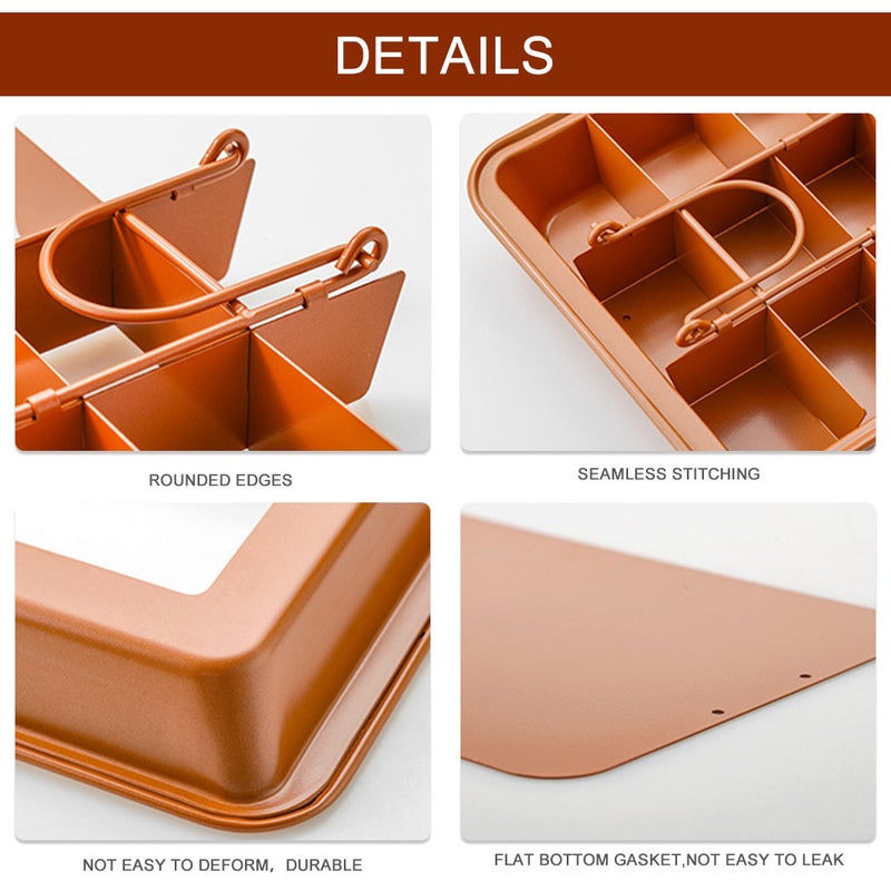صينية قوالب خبز الكيك والبراوني بقاعدة مربعة سريعة الفك ومانعة للالتصاق أحمر برغندي 31*4*19.5سم - Image 5