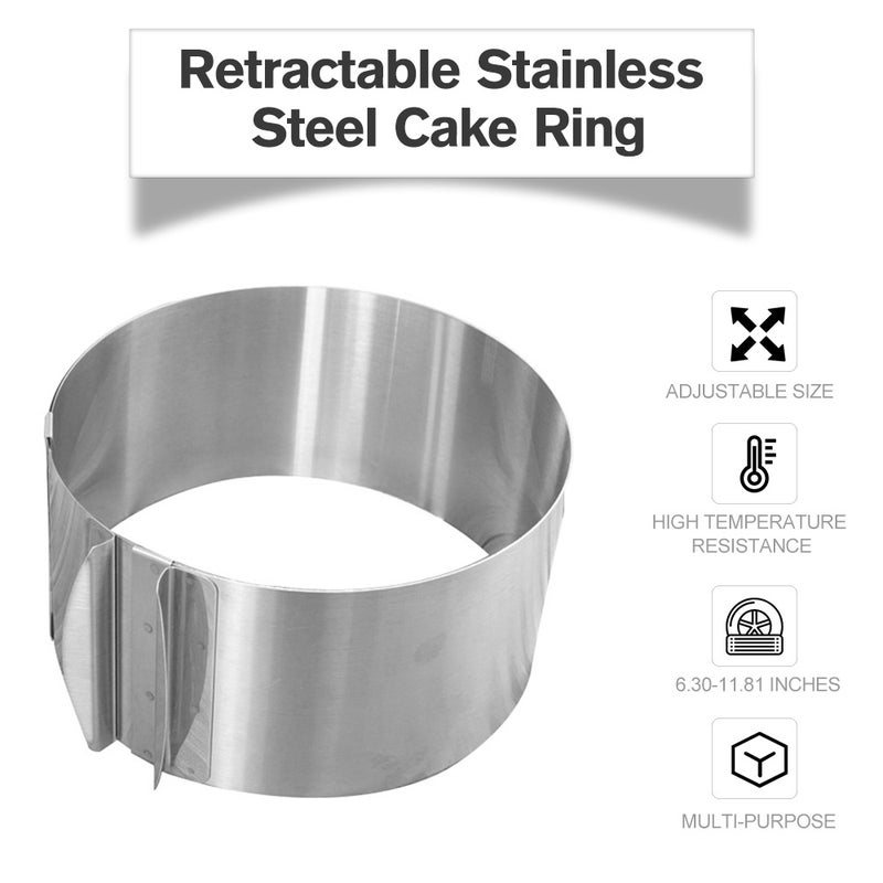 Generic - Retractable Stainless Steel Circle Cake Ring Mould Silver 17*9*16.5cm - Image 1