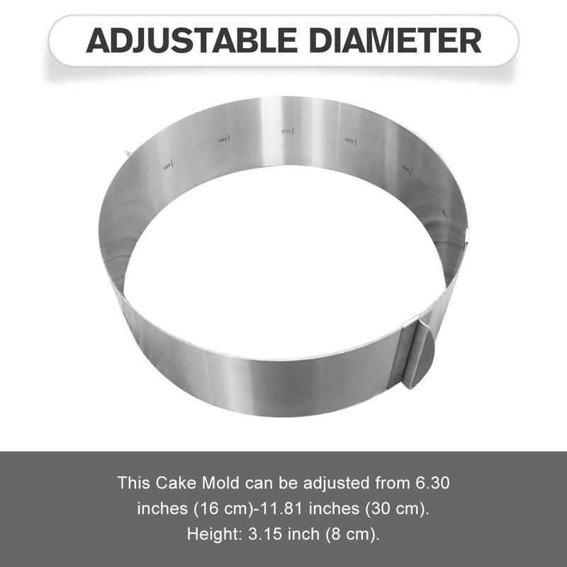 Generic - Retractable Stainless Steel Circle Cake Ring Mould Silver 17*9*16.5cm - Image 1