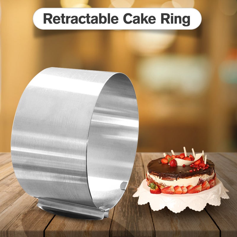 Generic - Retractable Stainless Steel Circle Cake Ring Mould Silver 17*9*16.5cm - Image 1