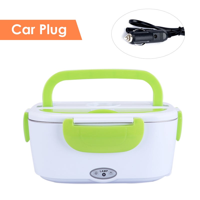 Multi-functional Portable Car Plug Electric Heating Lunch Box With Removable Container Green 24.5*11*17.5cm - Image 1