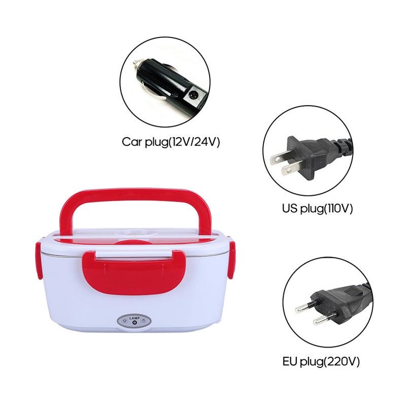 Multi-functional Portable Electric Heating Lunch Box With Removable Stainless Steel Container Green 23.8*10.8*17cm - Image 5