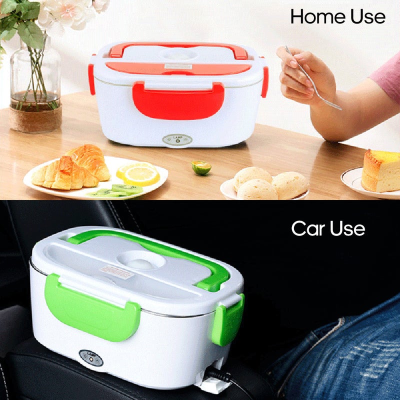 Multi-functional Portable Electric Heating Lunch Box With Removable Stainless Steel Container Green 23.8*10.8*17cm - Image 3