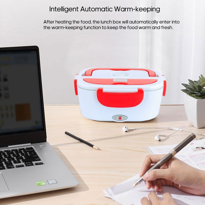 Multi-functional Portable Electric Heating Lunch Box With Removable Stainless Steel Container Blue 23.8*10.8*17cm