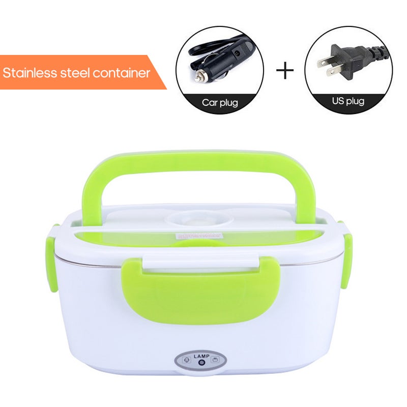Multi-functional Portable Electric Heating Lunch Box With Removable Stainless Steel Container Green 23.8*10.8*17cm - Image 1