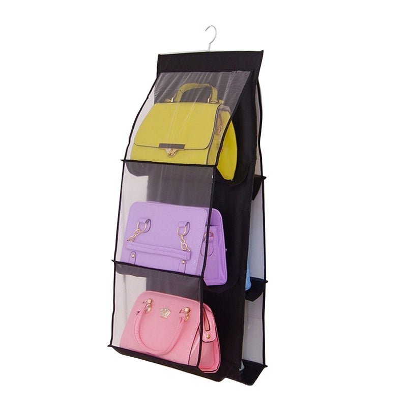 Purse Bag Storage Holder Organizer With 6 Larger Pockets Black 35.5*1.5*15cm  - Image 1