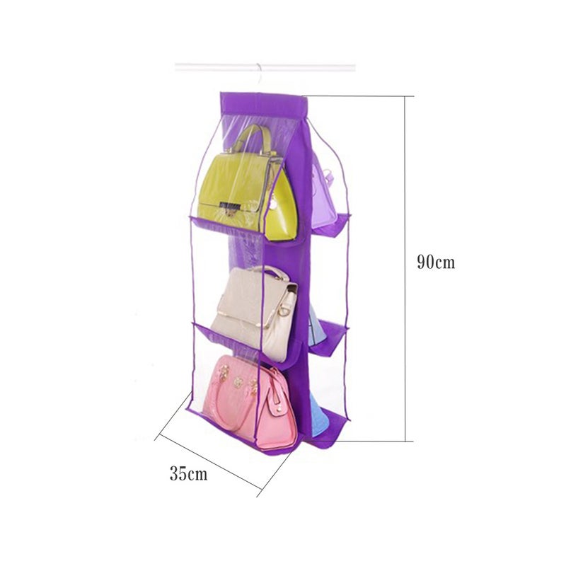 Generic Purse Bag Storage Holder Organizer With 6 Larger Pockets Pink 35.5*1.5*15cm  - Image 2
