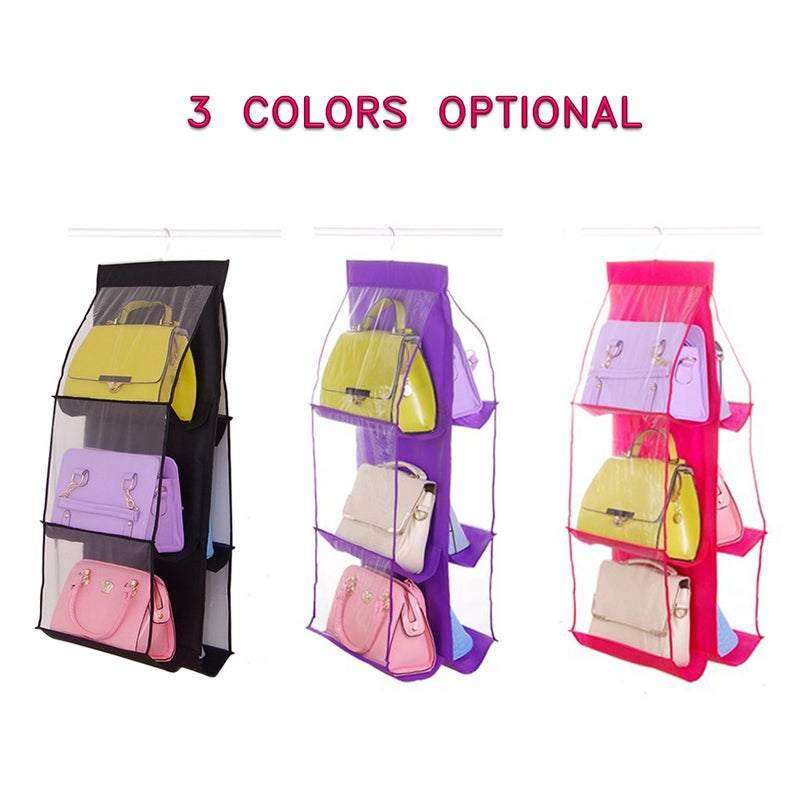 Generic Purse Bag Storage Holder Organizer With 6 Larger Pockets Pink 35.5*1.5*15cm  - Image 5