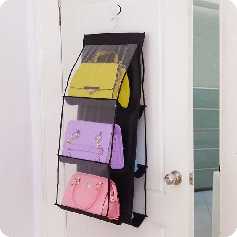 Generic Purse Bag Storage Holder Organizer With 6 Larger Pockets Pink 35.5*1.5*15cm  - Image 3
