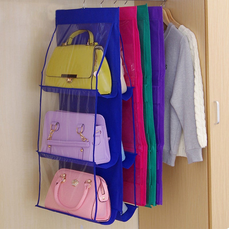 Generic Purse Bag Storage Holder Organizer With 6 Larger Pockets Pink 35.5*1.5*15cm  - Image 4