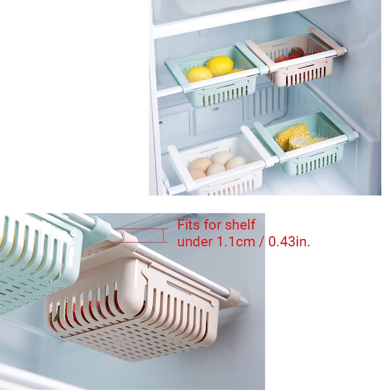 0.43 Inch Retractable Fridge Organizer Pull Out Drawer Clip On Under Shelf Basket Multicolour 20*8*16cm