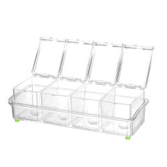 Set of 4 Detachable Seasoning Storage Clear Spice Rack Organizer Condiment Holder Transparent 26*8.5*10.5cm