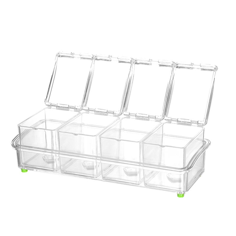 Generic - Set of 4 Detachable Seasoning Storage Clear Spice Rack Organizer Condiment Holder Transparent 26*8.5*10.5cm - Image 1