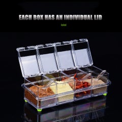 Generic Set of 4 Detachable Seasoning Storage Clear Spice Rack Organizer Condiment Holder Transparent 26*8.5*10.5cm  - Image 3