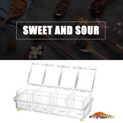 Generic Set of 4 Detachable Seasoning Storage Clear Spice Rack Organizer Condiment Holder Transparent 26*8.5*10.5cm  - Image 2