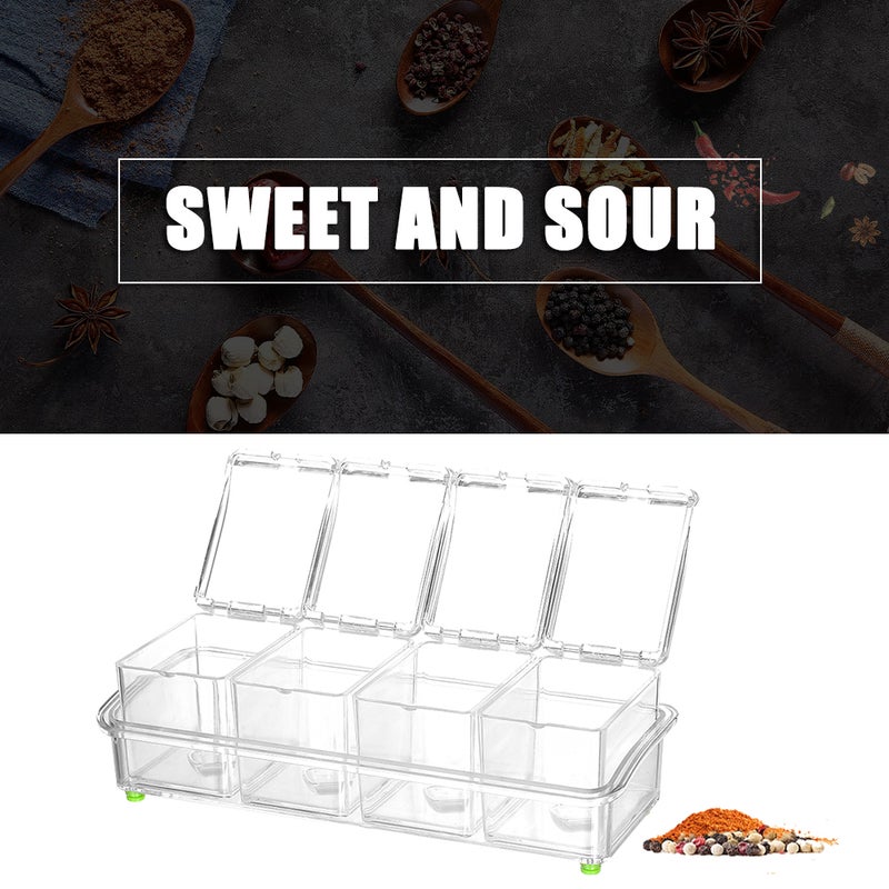 Generic - Set of 4 Detachable Seasoning Storage Clear Spice Rack Organizer Condiment Holder Transparent 26*8.5*10.5cm - Image 1