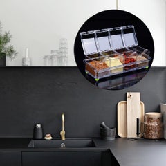 Generic Set of 4 Detachable Seasoning Storage Clear Spice Rack Organizer Condiment Holder Transparent 26*8.5*10.5cm  - Image 4