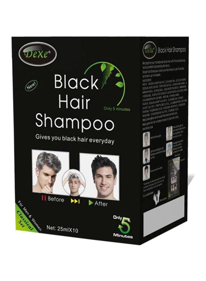 Dexe - Pack Of 10 Hair Colouring Shampoo Black 250ml - Image 1