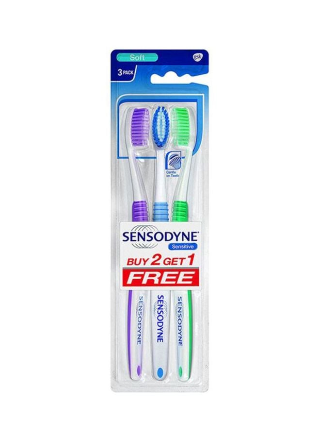 Sensodyne 3-Piece Sensitive Soft Toothbrush Set White/Blue/Purple - Image 1