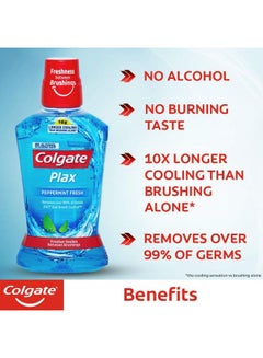 Colgate Plax Peppermint Mouthwash, 500ml Blue  - Image 3