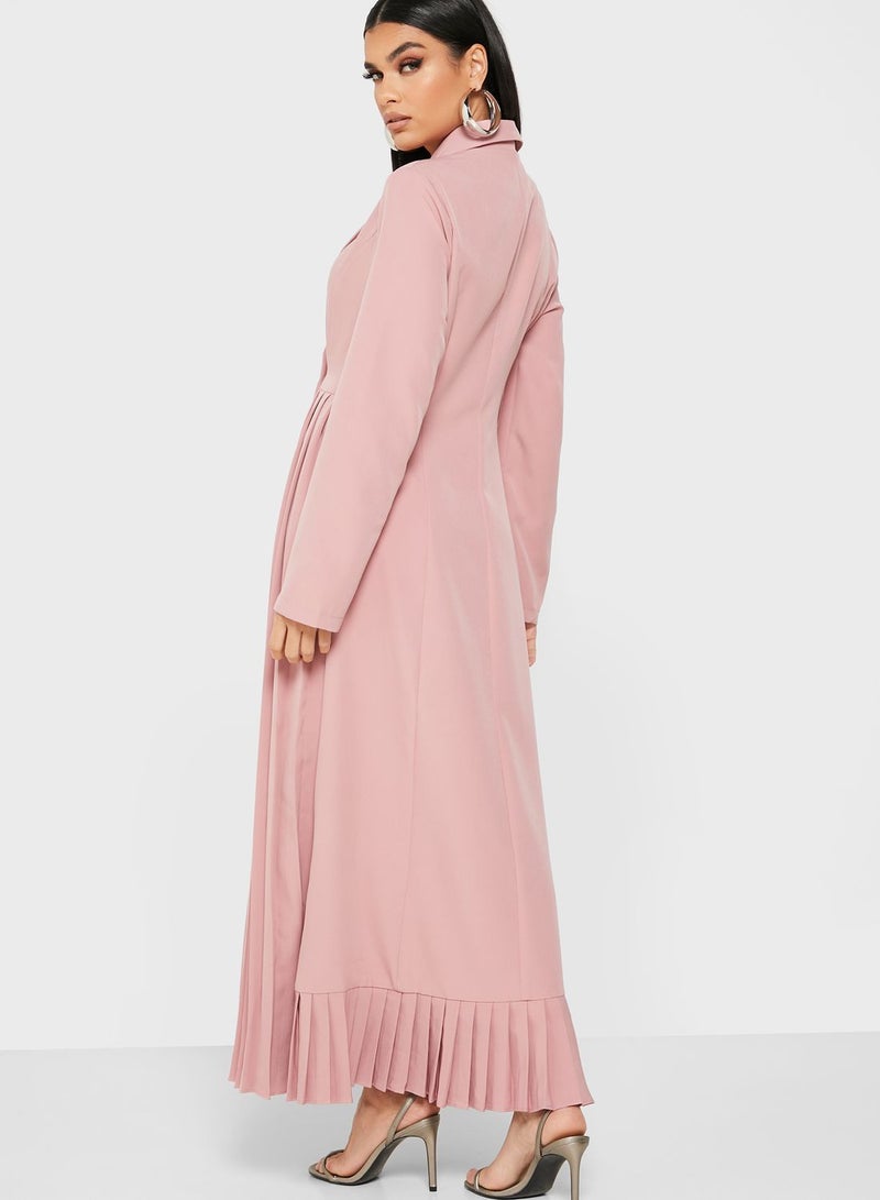 Khizana - Wrap Front Double Breasted Maxi Dress Pink - Image 1