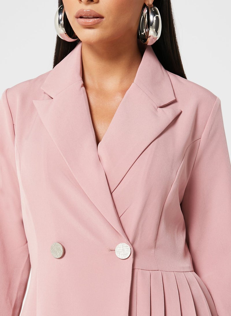 Khizana - Wrap Front Double Breasted Maxi Dress Pink - Image 1
